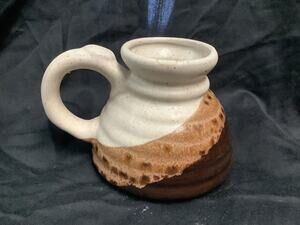 Vintage 1970s Glazed Ceramic Pottery Weighted Flared Bottom Mug